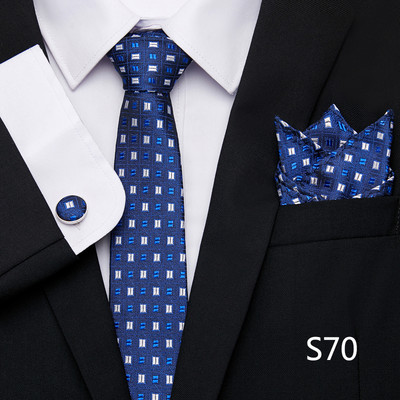 Divat ünnepi ajándék nyakkendő zseb négyzetek mandzsettagomb készlet nyakkendő pont férfi sötétszürke esküvői kiegészítők teljesítmény