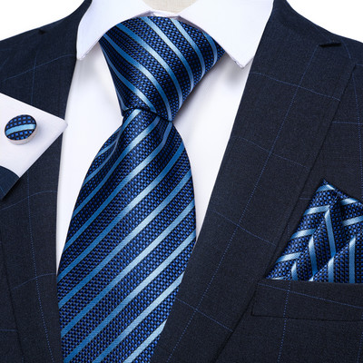 Lila csíkos kockás selyem nyakkendő szett négyzet alakú zseb mandzsettagombok Esküvői kellékek 8 cm nyakkendők Ajándék Férfi Nagykereskedelmi cikkek