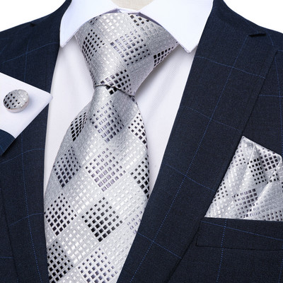 Lila csíkos kockás selyem nyakkendő szett négyzet alakú zseb mandzsettagombok Esküvői kellékek 8 cm nyakkendők Ajándék Férfi Nagykereskedelmi cikkek