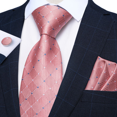 Lila csíkos kockás selyem nyakkendő szett négyzet alakú zseb mandzsettagombok Esküvői kellékek 8 cm nyakkendők Ajándék Férfi Nagykereskedelmi cikkek