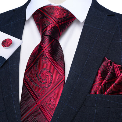 Lila csíkos kockás selyem nyakkendő szett négyzet alakú zseb mandzsettagombok Esküvői kellékek 8 cm nyakkendők Ajándék Férfi Nagykereskedelmi cikkek