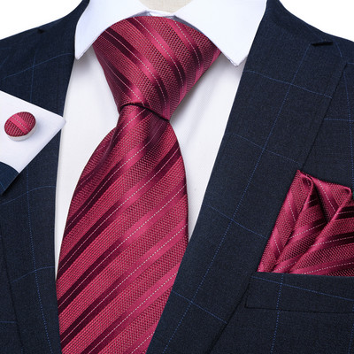 Lila csíkos kockás selyem nyakkendő szett négyzet alakú zseb mandzsettagombok Esküvői kellékek 8 cm nyakkendők Ajándék Férfi Nagykereskedelmi cikkek