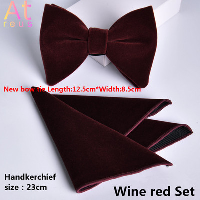 Bársony csokornyakkendő zsebkendő szett Apák napi ajándék Csokornyakkendő Női Férfi Vőlegény Esküvő Temetés Kürt csokornyakkendő csomó ünnepi viselet kiegészítő