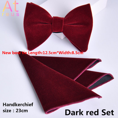 Bársony csokornyakkendő zsebkendő szett Apák napi ajándék Csokornyakkendő Női Férfi Vőlegény Esküvő Temetés Kürt csokornyakkendő csomó ünnepi viselet kiegészítő