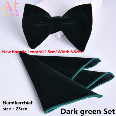 Bársony csokornyakkendő zsebkendő szett Apák napi ajándék Csokornyakkendő Női Férfi Vőlegény Esküvő Temetés Kürt csokornyakkendő csomó ünnepi viselet kiegészítő