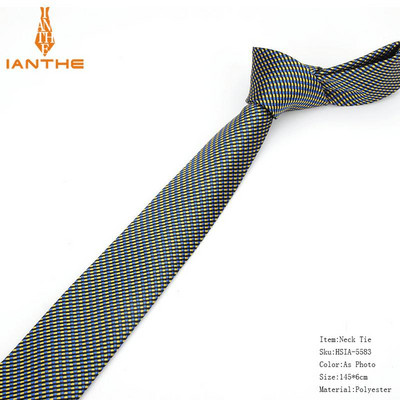 Új formális nyakkendők férfiaknak Klasszikus poliészter szőtt kockás pontok parti nyakkendő, divatos, vékony 6 cm-es esküvői, üzleti, férfi, alkalmi graváták