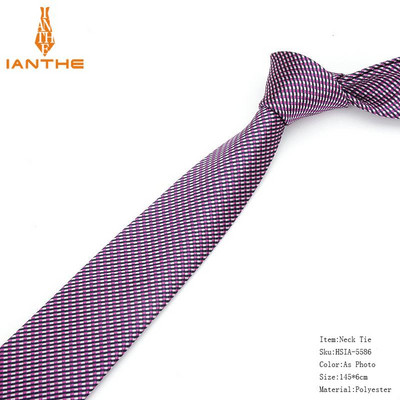 Új formális nyakkendők férfiaknak Klasszikus poliészter szőtt kockás pontok parti nyakkendő, divatos, vékony 6 cm-es esküvői, üzleti, férfi, alkalmi graváták