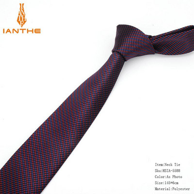 Új formális nyakkendők férfiaknak Klasszikus poliészter szőtt kockás pontok parti nyakkendő, divatos, vékony 6 cm-es esküvői, üzleti, férfi, alkalmi graváták