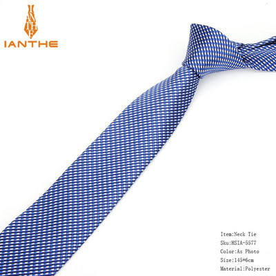 Új formális nyakkendők férfiaknak Klasszikus poliészter szőtt kockás pontok parti nyakkendő, divatos, vékony 6 cm-es esküvői, üzleti, férfi, alkalmi graváták