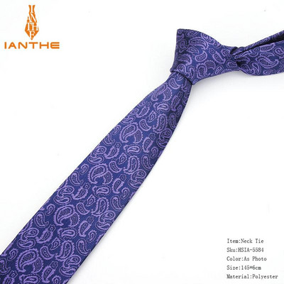 Új formális nyakkendők férfiaknak Klasszikus poliészter szőtt kockás pontok parti nyakkendő, divatos, vékony 6 cm-es esküvői, üzleti, férfi, alkalmi graváták