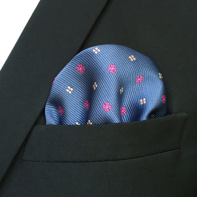 Kék virágos Paisley Mens Pocket Square Klasszikus selyemlila Hanky üzleti divat zsebkendő esküvő