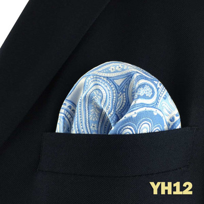 Kék virágos Paisley Mens Pocket Square Klasszikus selyemlila Hanky üzleti divat zsebkendő esküvő
