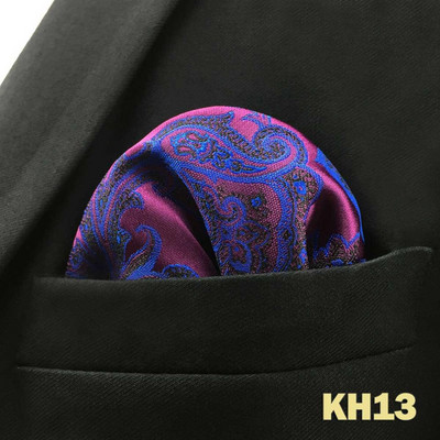 Kék virágos Paisley Mens Pocket Square Klasszikus selyemlila Hanky üzleti divat zsebkendő esküvő