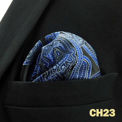 Kék virágos Paisley Mens Pocket Square Klasszikus selyemlila Hanky üzleti divat zsebkendő esküvő