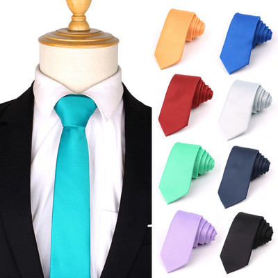 Olcsó nyakkendő férfiaknak divatos Macarons egyszínű nyakkendő 6 cm vékony nyakkendő vékony nyakkendő esküvőre Fekete piros férfi nyakkendő