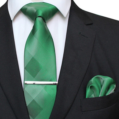 41 stílusos férfi nyakkendő nyakkendő zseb négyzet buli esküvői divat csíkos kockás 8 cm-es selyem szőtt üzleti zsebkendő nyakkendőkapcs készlet