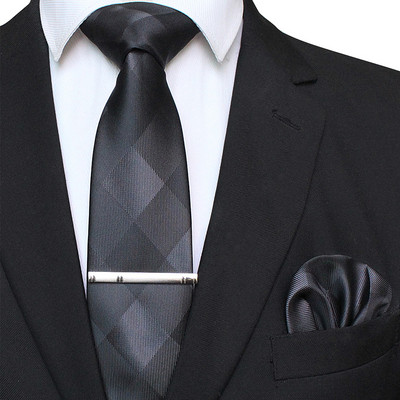 41 stílusos férfi nyakkendő nyakkendő zseb négyzet buli esküvői divat csíkos kockás 8 cm-es selyem szőtt üzleti zsebkendő nyakkendőkapcs készlet