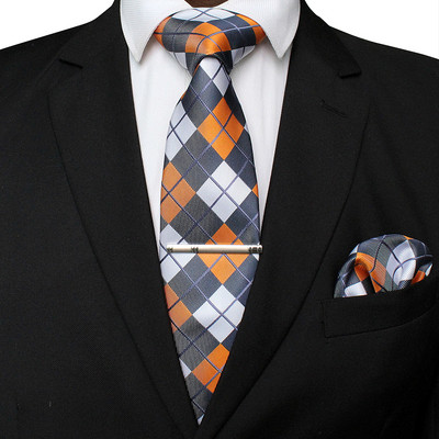 41 stílusos férfi nyakkendő nyakkendő zseb négyzet buli esküvői divat csíkos kockás 8 cm-es selyem szőtt üzleti zsebkendő nyakkendőkapcs készlet