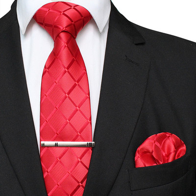 41 stílusos férfi nyakkendő nyakkendő zseb négyzet buli esküvői divat csíkos kockás 8 cm-es selyem szőtt üzleti zsebkendő nyakkendőkapcs készlet