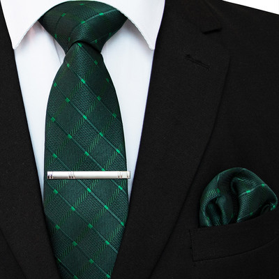 41 stílusos férfi nyakkendő nyakkendő zseb négyzet buli esküvői divat csíkos kockás 8 cm-es selyem szőtt üzleti zsebkendő nyakkendőkapcs készlet