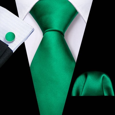 Lapel Pin Green Gold Dinosaur Férfi nyakkendő Zsebkendő Mandzsettagomb készlet 8,5 cm-es nyaktű üzleti selyem nyakkendő férfiaknak Barry.Wang Design