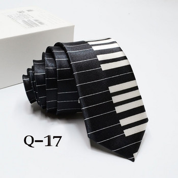 Κλασική μόδα Ανδρική κοκαλιάριστη γραβάτα πολύχρωμες μουσικές νότες εμπριμέ κιθάρα πιάνου πολυεστέρας πλάτους 5 εκ. Αξεσουάρ δώρου γραβάτα