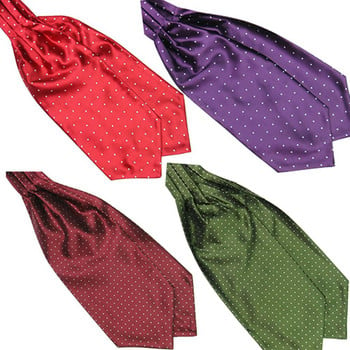 Ανδρική μόδα Smooth πουά στάμπα Ascot Tie λαιμόκοψη Μεταξωτό Μείγμα Κασκόλ Cravat