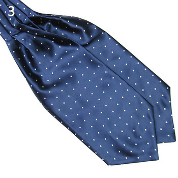 Ανδρική μόδα Smooth πουά στάμπα Ascot Tie λαιμόκοψη Μεταξωτό Μείγμα Κασκόλ Cravat