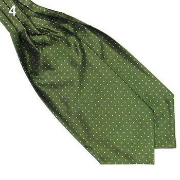 Ανδρική μόδα Smooth πουά στάμπα Ascot Tie λαιμόκοψη Μεταξωτό Μείγμα Κασκόλ Cravat