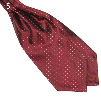 Ανδρική μόδα Smooth πουά στάμπα Ascot Tie λαιμόκοψη Μεταξωτό Μείγμα Κασκόλ Cravat