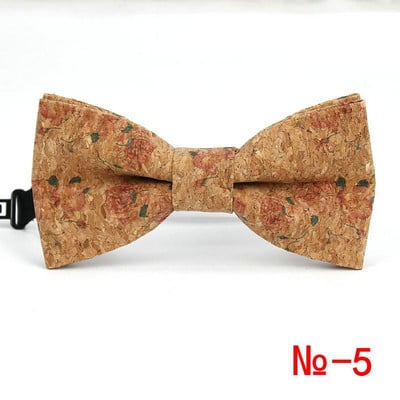 Κορυφαίο ανδρικό vintage ροζ στάμπα από φελλό Ξύλινο παπιγιόν για άντρες Casual Flower καρό ρετρό ξύλινο παπιγιόν αξεσουάρ πεταλούδας