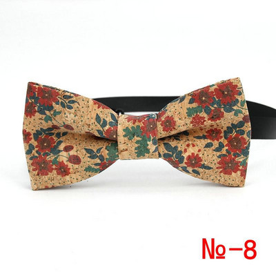 Κορυφαίο ανδρικό vintage ροζ στάμπα από φελλό Ξύλινο παπιγιόν για άντρες Casual Flower καρό ρετρό ξύλινο παπιγιόν αξεσουάρ πεταλούδας