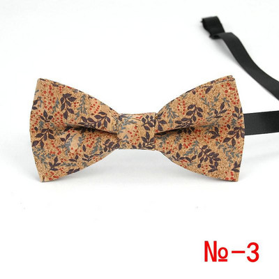 Κορυφαίο ανδρικό vintage ροζ στάμπα από φελλό Ξύλινο παπιγιόν για άντρες Casual Flower καρό ρετρό ξύλινο παπιγιόν αξεσουάρ πεταλούδας