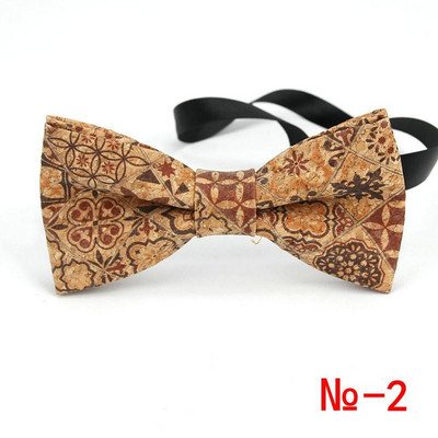 Κορυφαίο ανδρικό vintage ροζ στάμπα από φελλό Ξύλινο παπιγιόν για άντρες Casual Flower καρό ρετρό ξύλινο παπιγιόν αξεσουάρ πεταλούδας