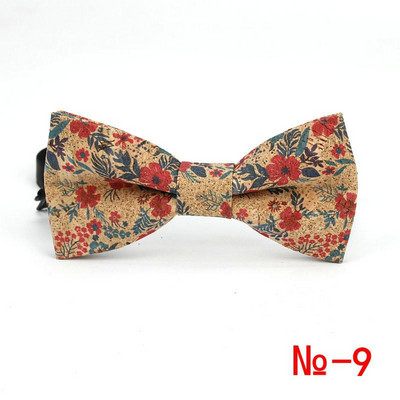 Κορυφαίο ανδρικό vintage ροζ στάμπα από φελλό Ξύλινο παπιγιόν για άντρες Casual Flower καρό ρετρό ξύλινο παπιγιόν αξεσουάρ πεταλούδας