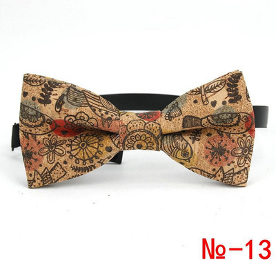 Κορυφαίο ανδρικό vintage ροζ στάμπα από φελλό Ξύλινο παπιγιόν για άντρες Casual Flower καρό ρετρό ξύλινο παπιγιόν αξεσουάρ πεταλούδας