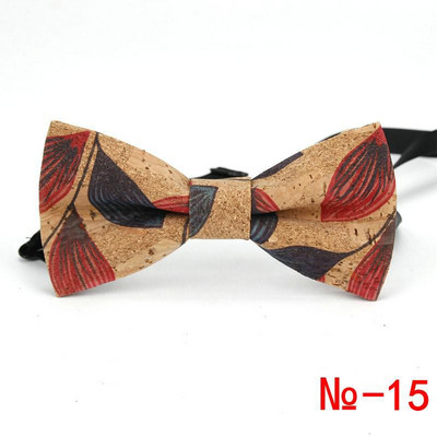 Κορυφαίο ανδρικό vintage ροζ στάμπα από φελλό Ξύλινο παπιγιόν για άντρες Casual Flower καρό ρετρό ξύλινο παπιγιόν αξεσουάρ πεταλούδας