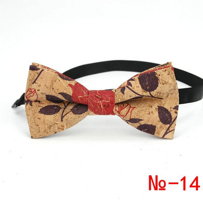 Κορυφαίο ανδρικό vintage ροζ στάμπα από φελλό Ξύλινο παπιγιόν για άντρες Casual Flower καρό ρετρό ξύλινο παπιγιόν αξεσουάρ πεταλούδας