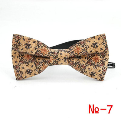 Κορυφαίο ανδρικό vintage ροζ στάμπα από φελλό Ξύλινο παπιγιόν για άντρες Casual Flower καρό ρετρό ξύλινο παπιγιόν αξεσουάρ πεταλούδας