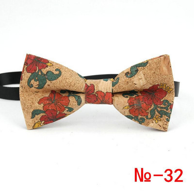 Κορυφαίο ανδρικό vintage ροζ στάμπα από φελλό Ξύλινο παπιγιόν για άντρες Casual Flower καρό ρετρό ξύλινο παπιγιόν αξεσουάρ πεταλούδας