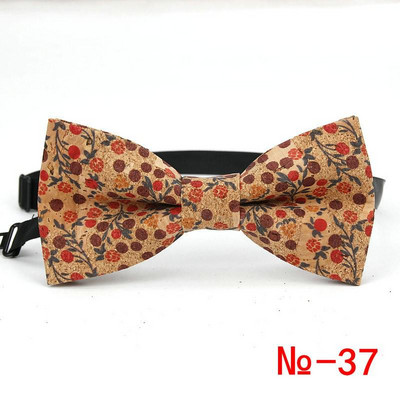 Κορυφαίο ανδρικό vintage ροζ στάμπα από φελλό Ξύλινο παπιγιόν για άντρες Casual Flower καρό ρετρό ξύλινο παπιγιόν αξεσουάρ πεταλούδας