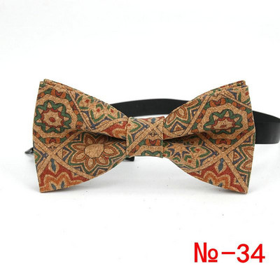 Κορυφαίο ανδρικό vintage ροζ στάμπα από φελλό Ξύλινο παπιγιόν για άντρες Casual Flower καρό ρετρό ξύλινο παπιγιόν αξεσουάρ πεταλούδας