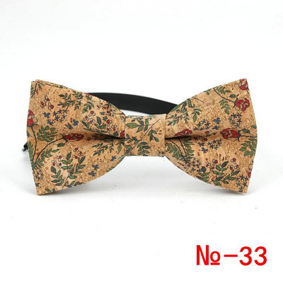 Κορυφαίο ανδρικό vintage ροζ στάμπα από φελλό Ξύλινο παπιγιόν για άντρες Casual Flower καρό ρετρό ξύλινο παπιγιόν αξεσουάρ πεταλούδας