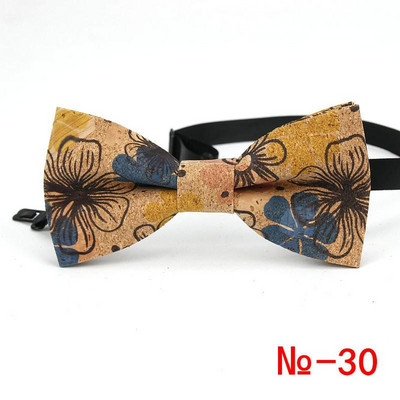 Κορυφαίο ανδρικό vintage ροζ στάμπα από φελλό Ξύλινο παπιγιόν για άντρες Casual Flower καρό ρετρό ξύλινο παπιγιόν αξεσουάρ πεταλούδας