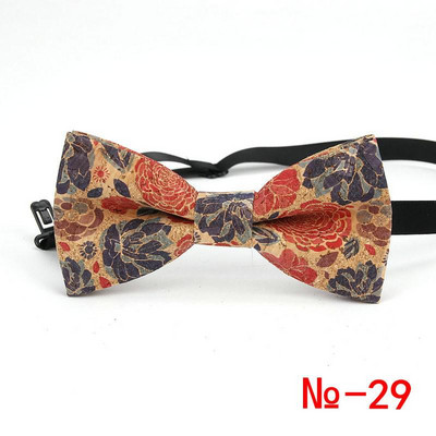 Κορυφαίο ανδρικό vintage ροζ στάμπα από φελλό Ξύλινο παπιγιόν για άντρες Casual Flower καρό ρετρό ξύλινο παπιγιόν αξεσουάρ πεταλούδας