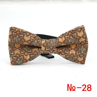 Κορυφαίο ανδρικό vintage ροζ στάμπα από φελλό Ξύλινο παπιγιόν για άντρες Casual Flower καρό ρετρό ξύλινο παπιγιόν αξεσουάρ πεταλούδας