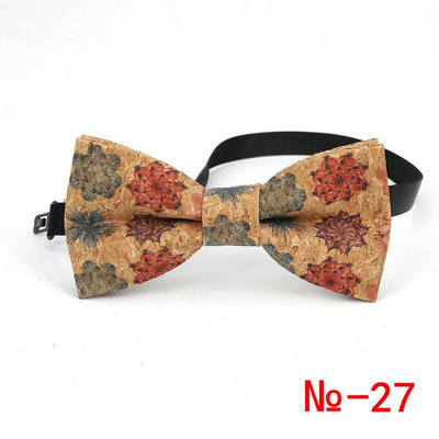 Κορυφαίο ανδρικό vintage ροζ στάμπα από φελλό Ξύλινο παπιγιόν για άντρες Casual Flower καρό ρετρό ξύλινο παπιγιόν αξεσουάρ πεταλούδας