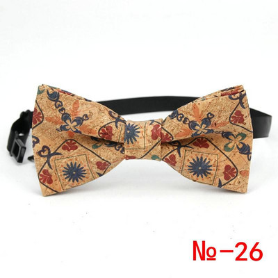 Κορυφαίο ανδρικό vintage ροζ στάμπα από φελλό Ξύλινο παπιγιόν για άντρες Casual Flower καρό ρετρό ξύλινο παπιγιόν αξεσουάρ πεταλούδας