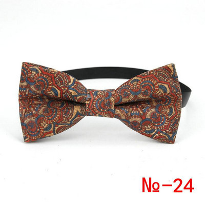 Κορυφαίο ανδρικό vintage ροζ στάμπα από φελλό Ξύλινο παπιγιόν για άντρες Casual Flower καρό ρετρό ξύλινο παπιγιόν αξεσουάρ πεταλούδας