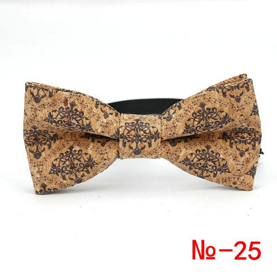 Κορυφαίο ανδρικό vintage ροζ στάμπα από φελλό Ξύλινο παπιγιόν για άντρες Casual Flower καρό ρετρό ξύλινο παπιγιόν αξεσουάρ πεταλούδας